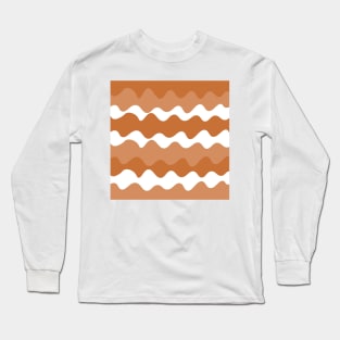 Brown and white horizontal waves pattern Long Sleeve T-Shirt